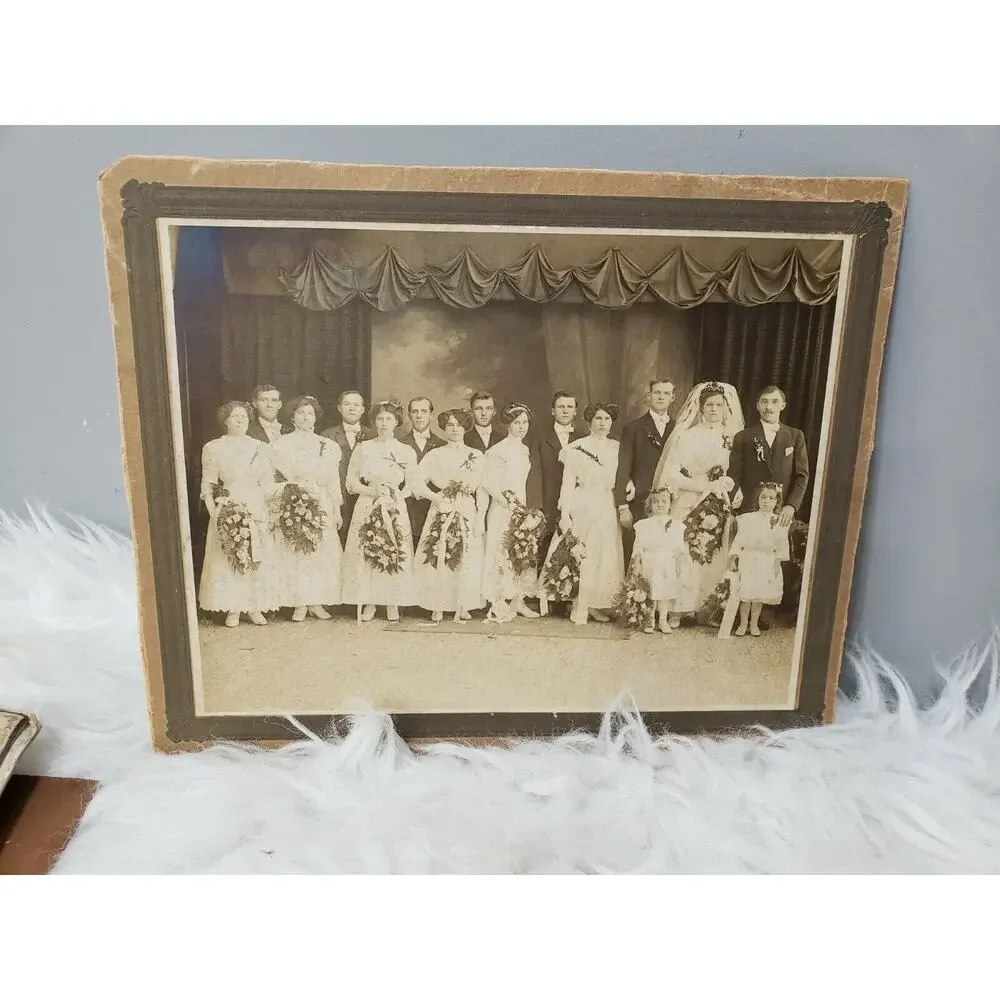 3 Beautiful Antique‎ Framed Wedding Bridal Photograph Picture Family Bride Groom